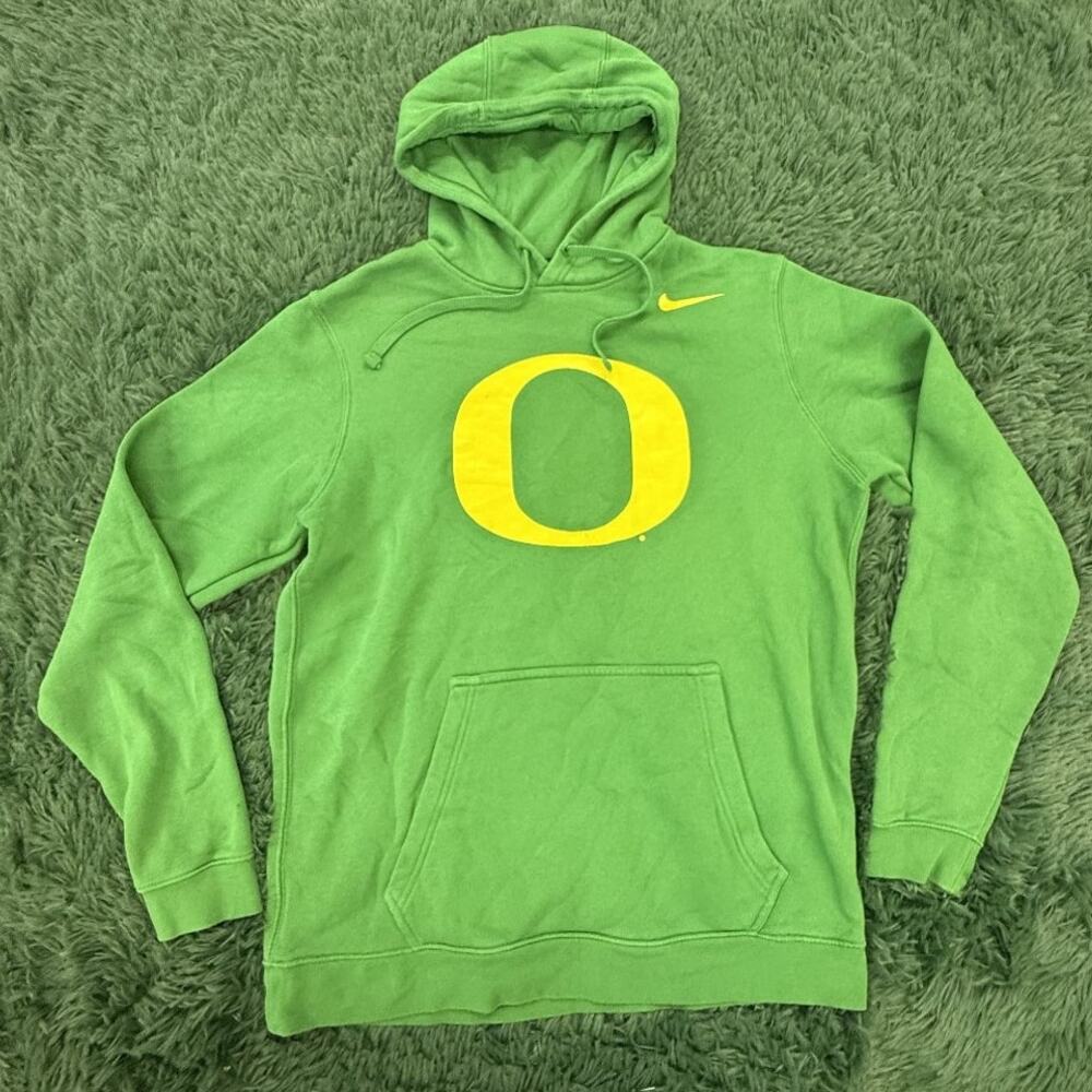Nike Oregon Ducks NCAA "O" Logo Hoodie Sweatshirt Men's Medium Green Yellow